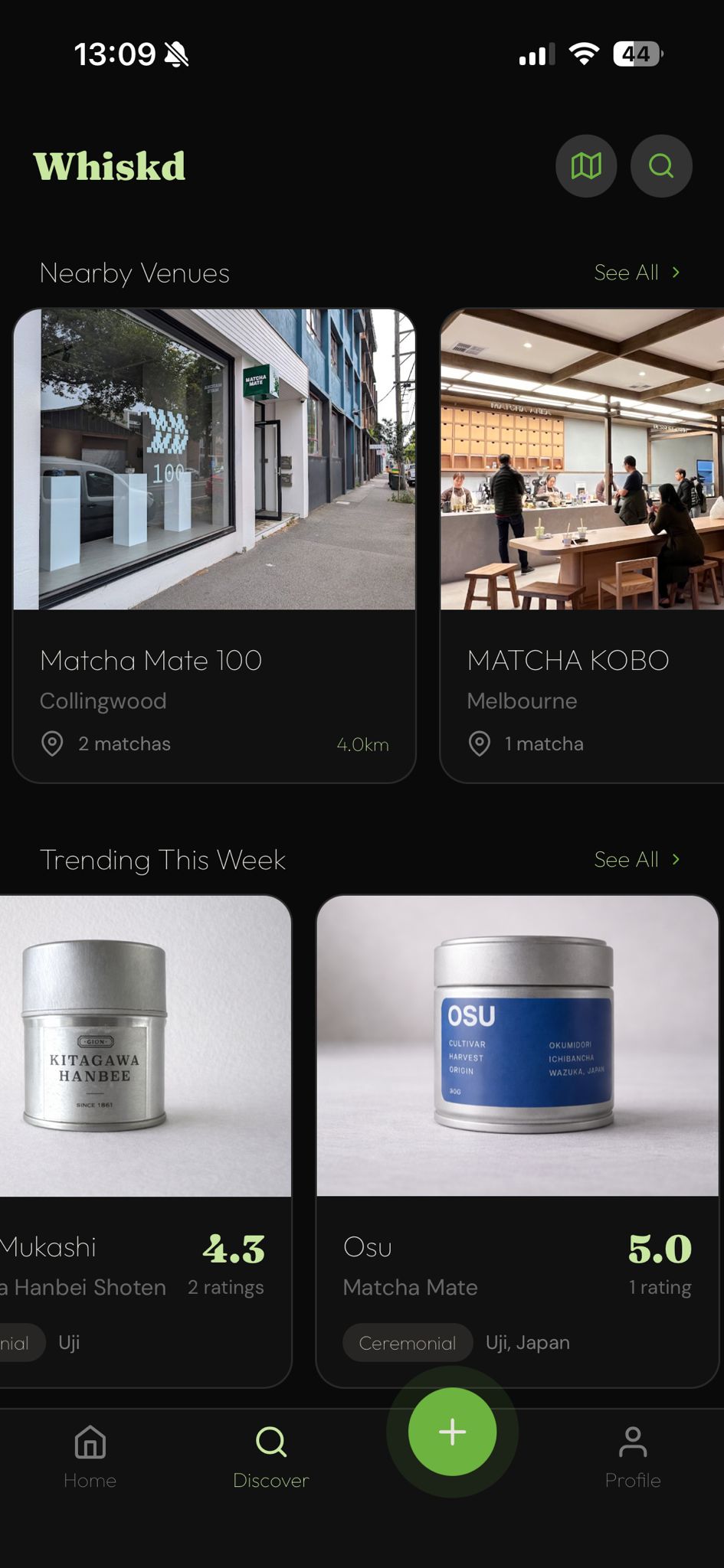 Discover nearby matcha venues and trending matchas
